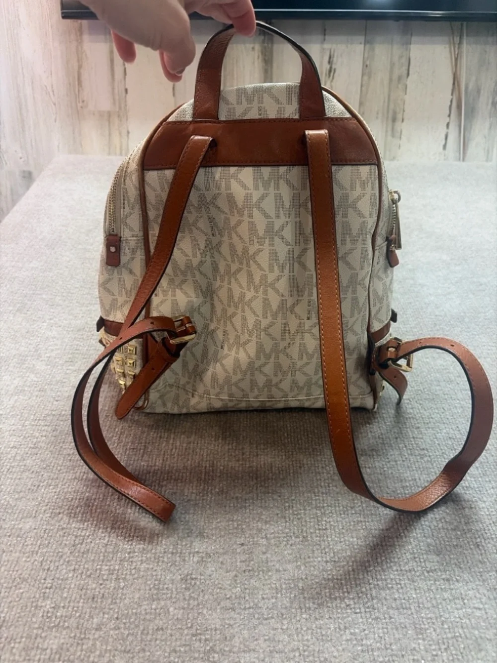 Michael Kors Studded Mini BackpackSignature Vanilla Gold Studs Small Backpack